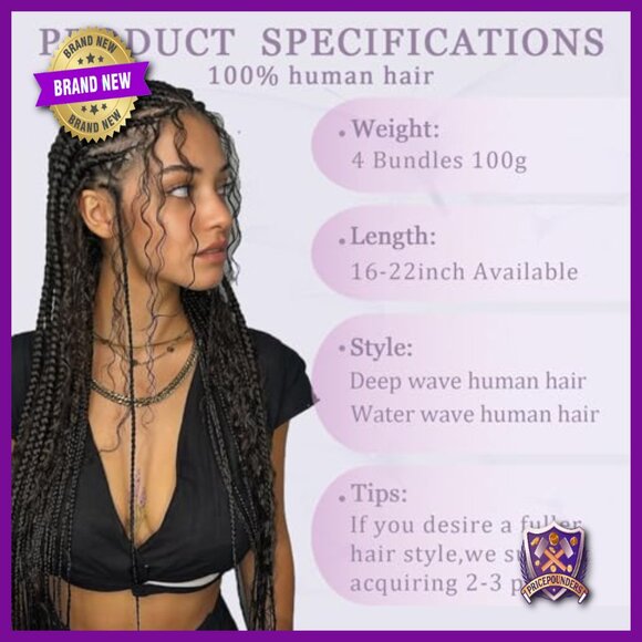 20 Inch Human Hair Extensions 4 Bundles Deep Wave Boho Braiding Hair